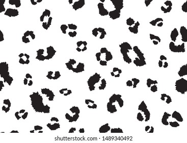 Leopard skin seamless in abstract style. Vector dotted background. Fashion illustration. Trendy camouflage pattern. Black and white graphic design element.