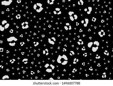 Leopard skin seamless in abstract style. Vector dotted background. Fashion illustration. Trendy camouflage pattern. Black and white graphic design element