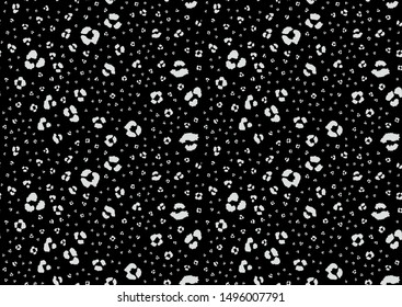 Leopard skin seamless in abstract style. Vector dotted background. Fashion illustration. Trendy camouflage pattern. Black and white graphic design element