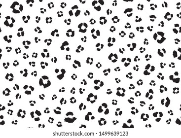 Leopard skin seamless in abstract style. Vector dotted background. Fashion illustration. Trendy camouflage pattern. Black and white graphic design element