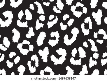 Leopard skin seamless in abstract style. Vector dotted background. Fashion illustration. Trendy camouflage pattern. Black and white graphic design element.