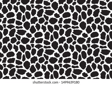Leopard skin seamless in abstract style. Vector dotted background. Fashion illustration. Trendy camouflage pattern. Black and white graphic design element.