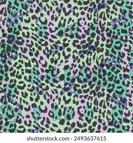 Leopard skin seamless design, abstract colorful work