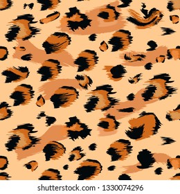 Leopard skin Seamless. Flat and solid color style Stylized Spotted Leopard Skin Background for Fashion, Print, Fabric. Vector illustration