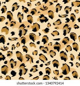 Leopard skin Seamless. Flat and solid color style Stylized Spotted Leopard Skin Background for Fashion, Print, Fabric. Vector illustration