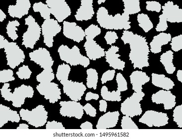Leopard skin seamless pattern in abstract style. Vector dotted background. Fashion illustration. Trendy camouflage pattern. Black and white graphic design element.