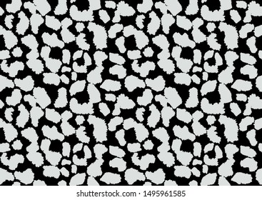 Leopard skin seamless pattern in abstract style. Vector dotted background. Fashion illustration. Trendy camouflage pattern. Black and white graphic design element.