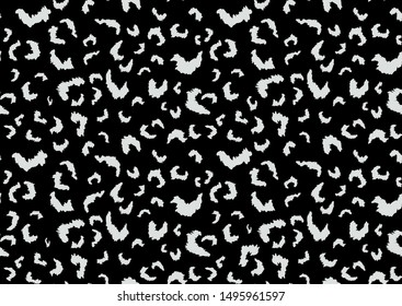 Leopard skin seamless pattern in abstract style. Vector dotted background. Fashion illustration. Trendy camouflage pattern. Black and white graphic design element.