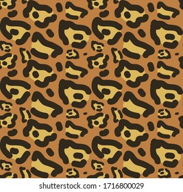 Leopard skin seamless pattern. African animals concept endless background, repeating texture. Vector illustration