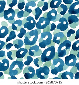 Leopard skin seamless pattern. Animal background Watercolor vector illustration in bright colors.