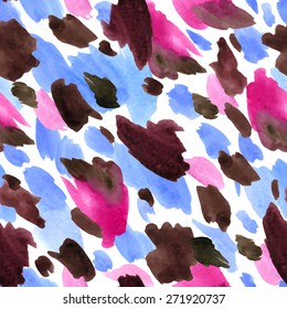 Leopard skin seamless pattern. Animal background Watercolor vector illustration in bright colors