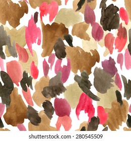 Leopard skin seamless pattern. Animal background Watercolor vector illustration in bright colors.