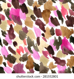 Leopard skin seamless pattern. Animal background Watercolor vector illustration in bright colors.