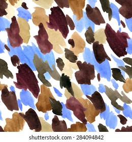 Leopard skin seamless pattern. Animal background Watercolor vector illustration in bright colors.