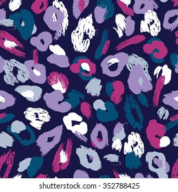 Leopard skin seamless pattern. Animal background. Vector illustration in bright colors.Pencil drawing