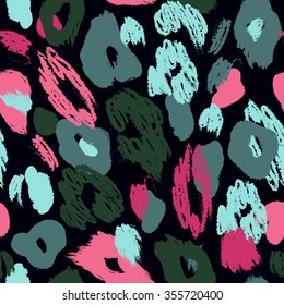 Leopard skin seamless pattern. Animal background. Vector illustration in bright colors.Pencil drawing