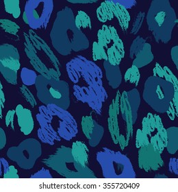 Leopard skin seamless pattern. Animal background. Vector illustration in bright colors.Pencil drawing