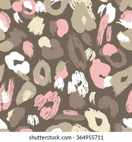 Leopard skin seamless pattern. Animal background. Vector illustration in bright colors.Pencil drawing