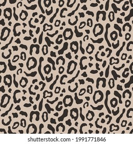 Leopard skin seamless pattern background texture, animal print vector illustration, fabric textile bold design