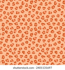 Leopard skin seamless pattern with color of the year 2024 Peach Fuzz. Fur of cheetah, jaguar. Fashion and luxury textile design. Ideal for print, fabric, backdrop, cover, banner, wrapping paper