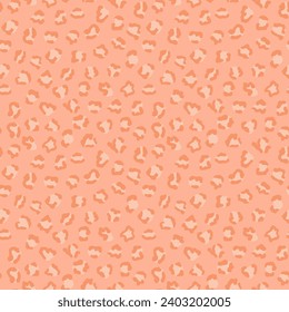 Leopard skin seamless pattern with color of the year 2024 Peach. Fur of cheetah, jaguar. Fashion and luxury textile design. Ideal for print, fabric, cover, backdrop, banner, wrapping paper.