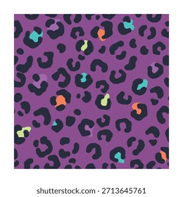 Leopard skin seamless pattern with colorful abstract animal spots
