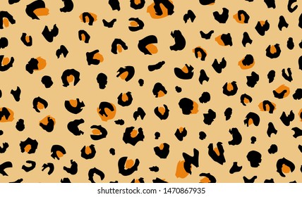Leopard skin - seamless pattern. Fashion style, trend fabric textiles. Trendy print for clothes. Natural Leopard fur Stains - zoo illustration. African motif decorative wrap. Jungle, savannah wildlife
