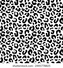 Leopard skin seamless pattern. Monochrome pattern, isolated vector illustration