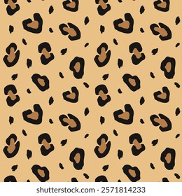 Leopard skin seamless pattern. Leopard print. Hand drawn wild animal cheetah skin abstract texture