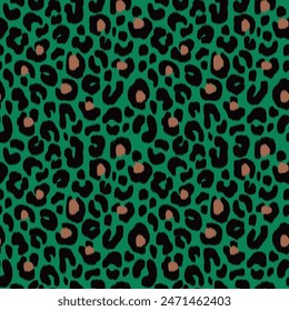 Leopard skin seamless pattern with texture. Vector. For fabric, background, packaging, wrapping paper, cover