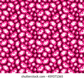 Leopard skin seamless pattern. Vector illustration with animal print. Jaguar pattern for wallpaper, clothes wrapping, fabric, paper, cover, textile, design, background. Pink cheetah print.