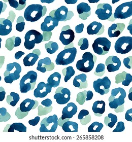 Leopard skin seamless pattern. Watercolor vector illustration in bright colors.