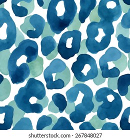 Leopard skin seamless pattern. Watercolor vector illustration in bright colors.