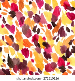 Leopard skin seamless pattern. Watercolor vector illustration in bright colors.