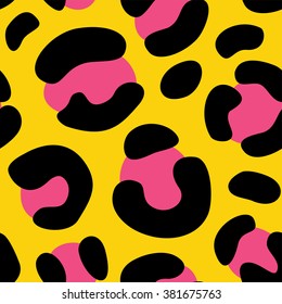 Leopard  skin seamless patterns fashion 80s-90s. It can be used in printing, website background and fabric design. Vector modern design.