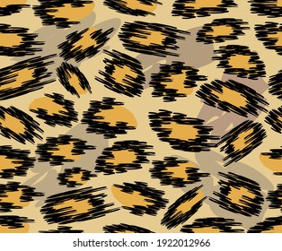 Leopard skin seamless patterns in natural colors. vector design