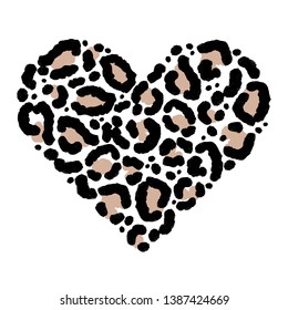 Leopard skin in shape of heart. Trendy animal print. Fashion vector illustration.