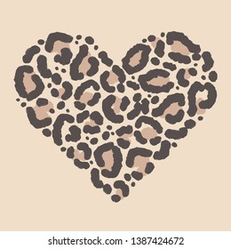 Leopard skin in shape of heart. Trendy animal print. Fashion vector illustration.