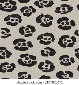 Leopard skin spots seamless pattern. Abstract pattern design leopard, cheetah, panther. Black and gray trendy print for fabric, wallpaper, cover, paper