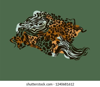 Leopard skin texture for fashionable fabric. Abstact background trend vector illustration.