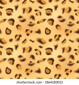 Leopard skin texture seamless pattern.Bright spotted print.Endlessly repeating motley elements of the fauna.Vector illustration.