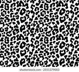 leopard skin texture vector black white pattern, seamless vector background, classic cat print