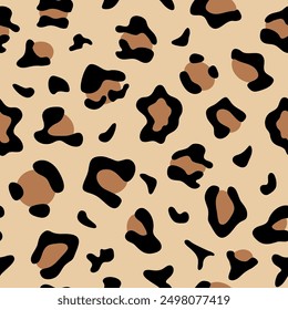 Leopard skin vector seamless pattern. Abstract panther wild cat animal print repeat pattern background, wallpaper, textile design.