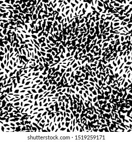 Leopard skin wallpaper. Abstract animal fur seamless pattern on white background. Modern chaotic dots backdrop. Modern . Design for fabric, textile print, wrapping paper. Vector illustration