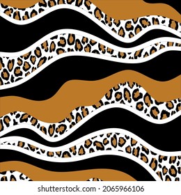 Leopard skin with wavy line Pattern. Vector design for fashion prints and backgrounds.
