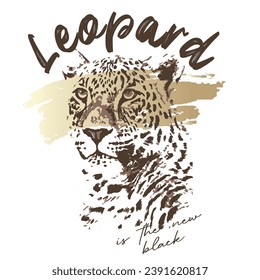 leopard slogan face foil print