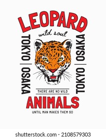 leopard slogan with leopard head graphic vector illustration