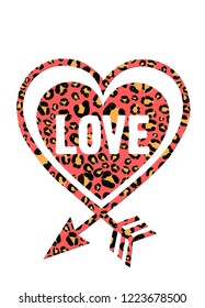leopard slogan heart colorful