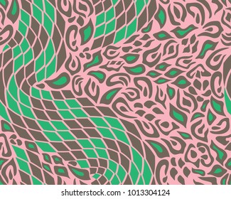 Leopard and snake pattern, print, vector, illustration, seamless, wallpaper, background, texture