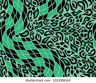 Leopard and snake pattern, print, vector, illustration, seamless, wallpaper, background, texture